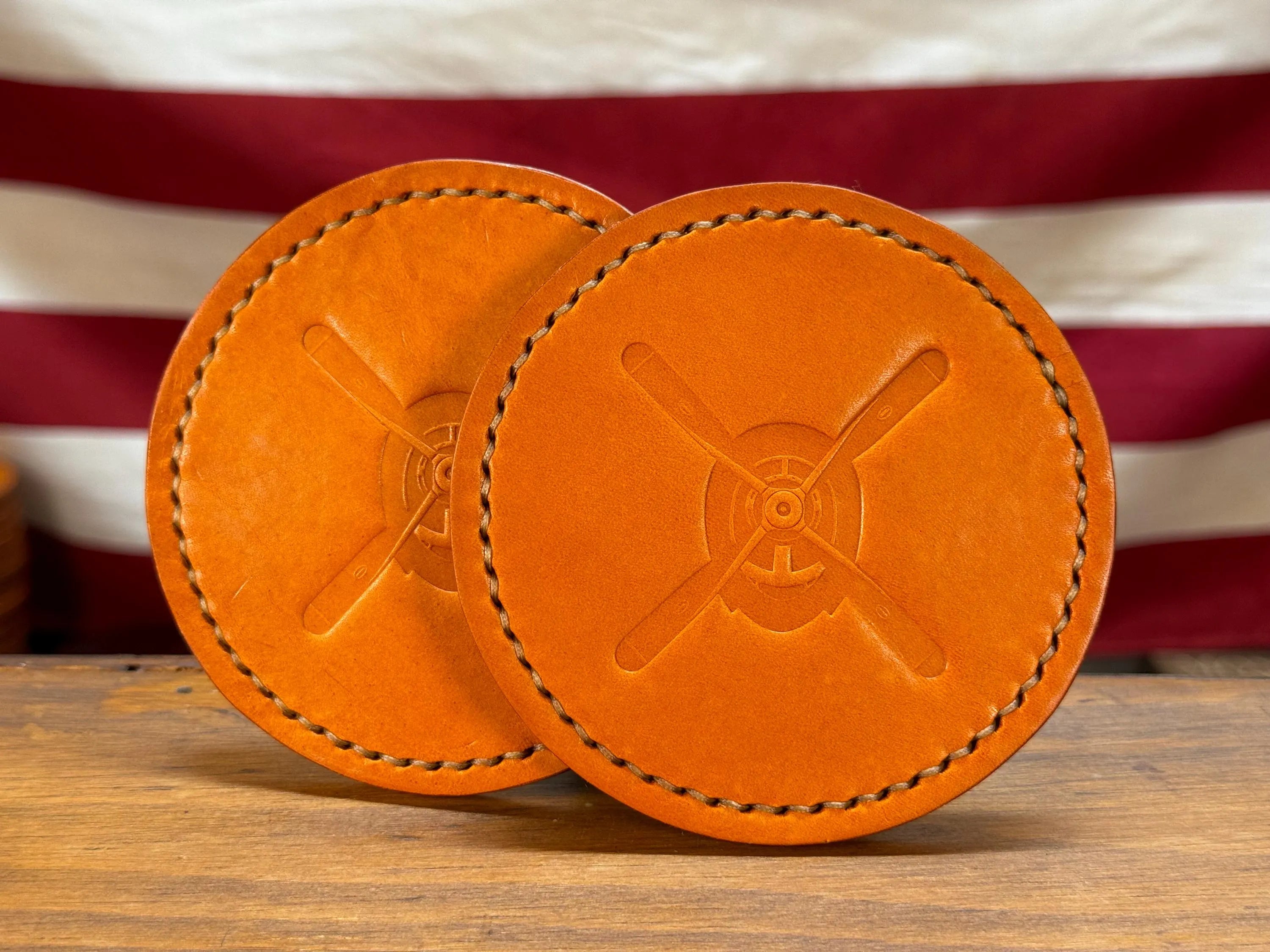 Leather Coaster Set - Tan
