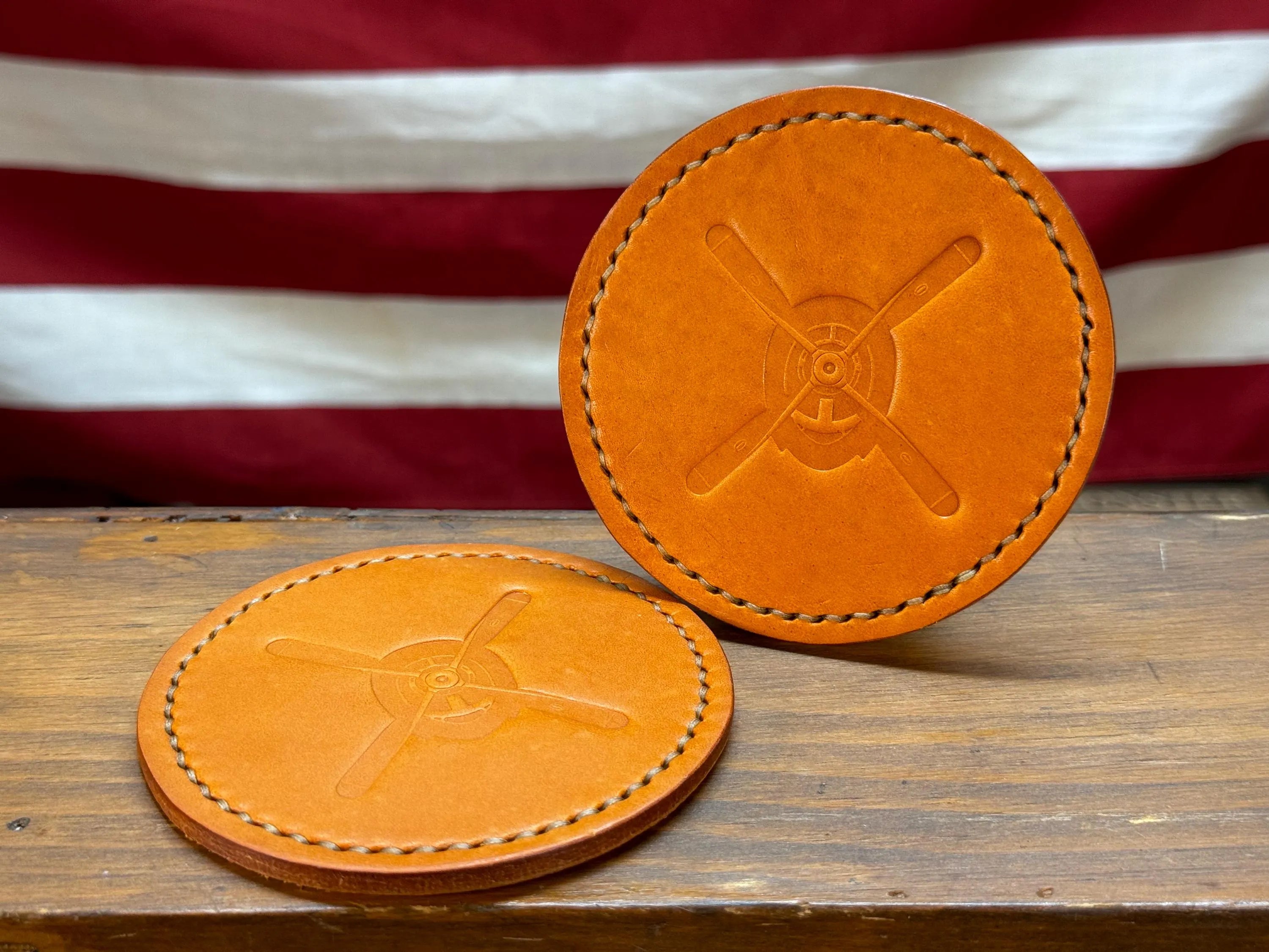 Leather Coaster Set - Tan