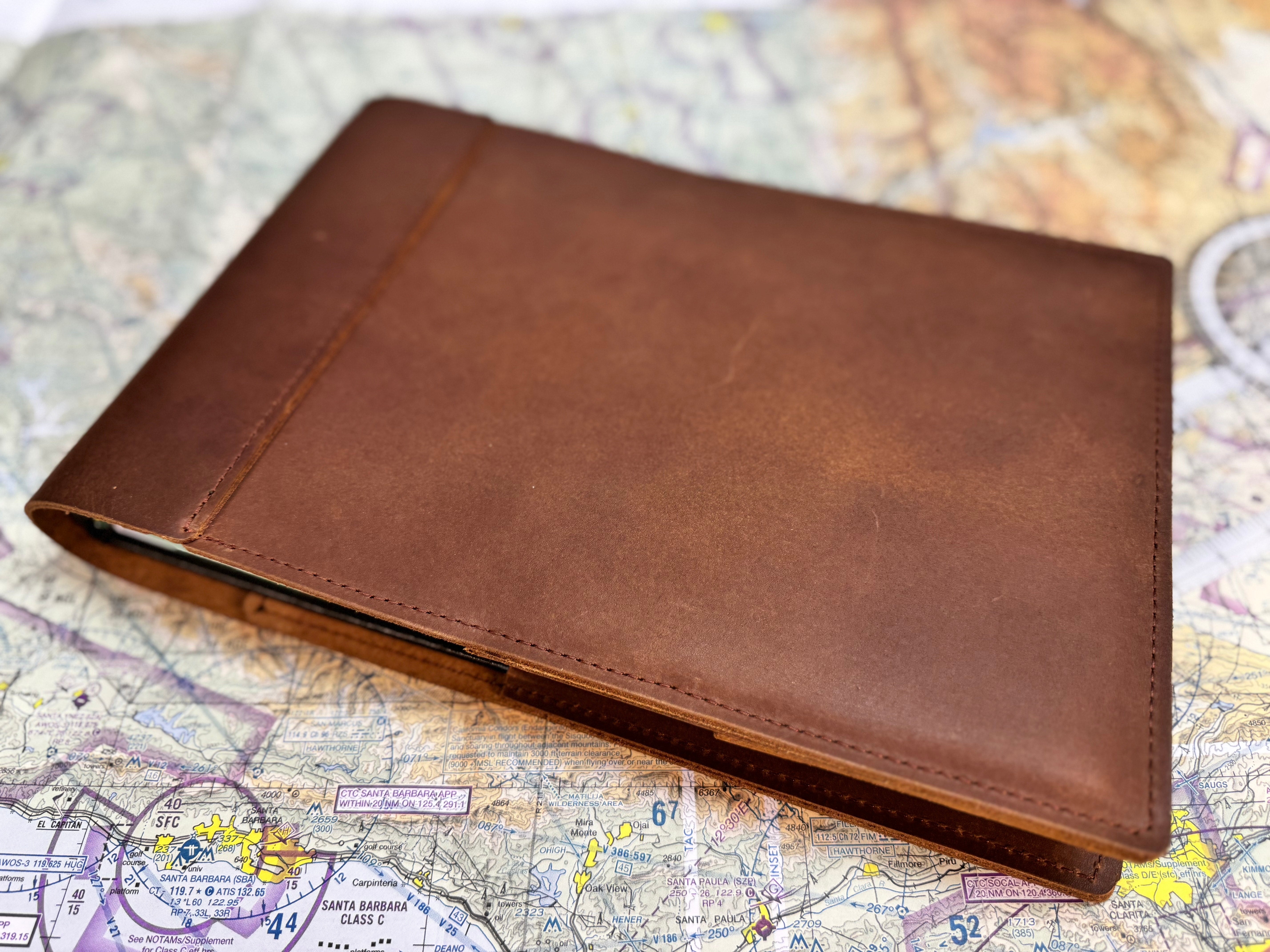 Large Pilot Logbook Cover - Rustic Brown