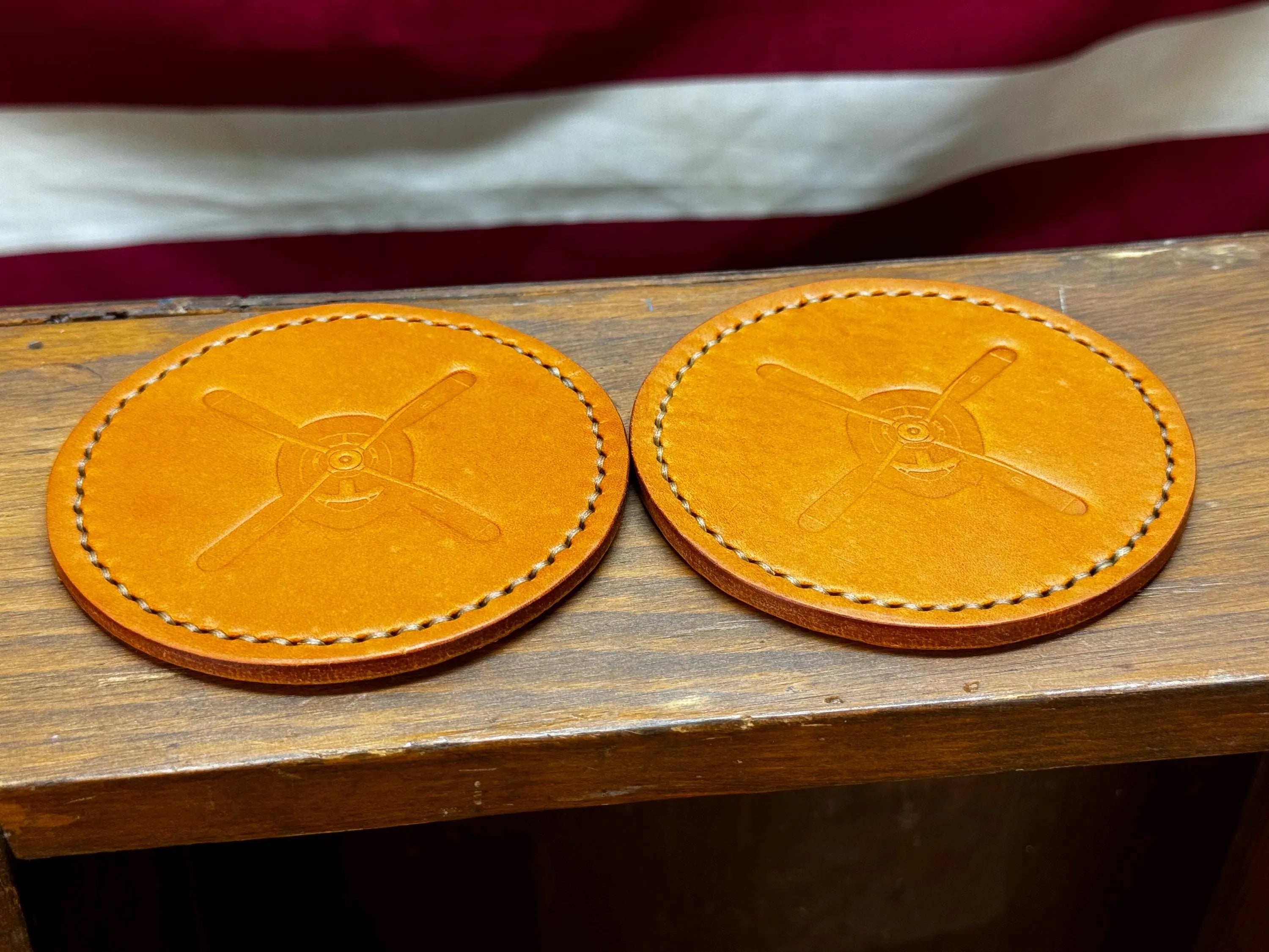 Leather Coaster Set - Tan