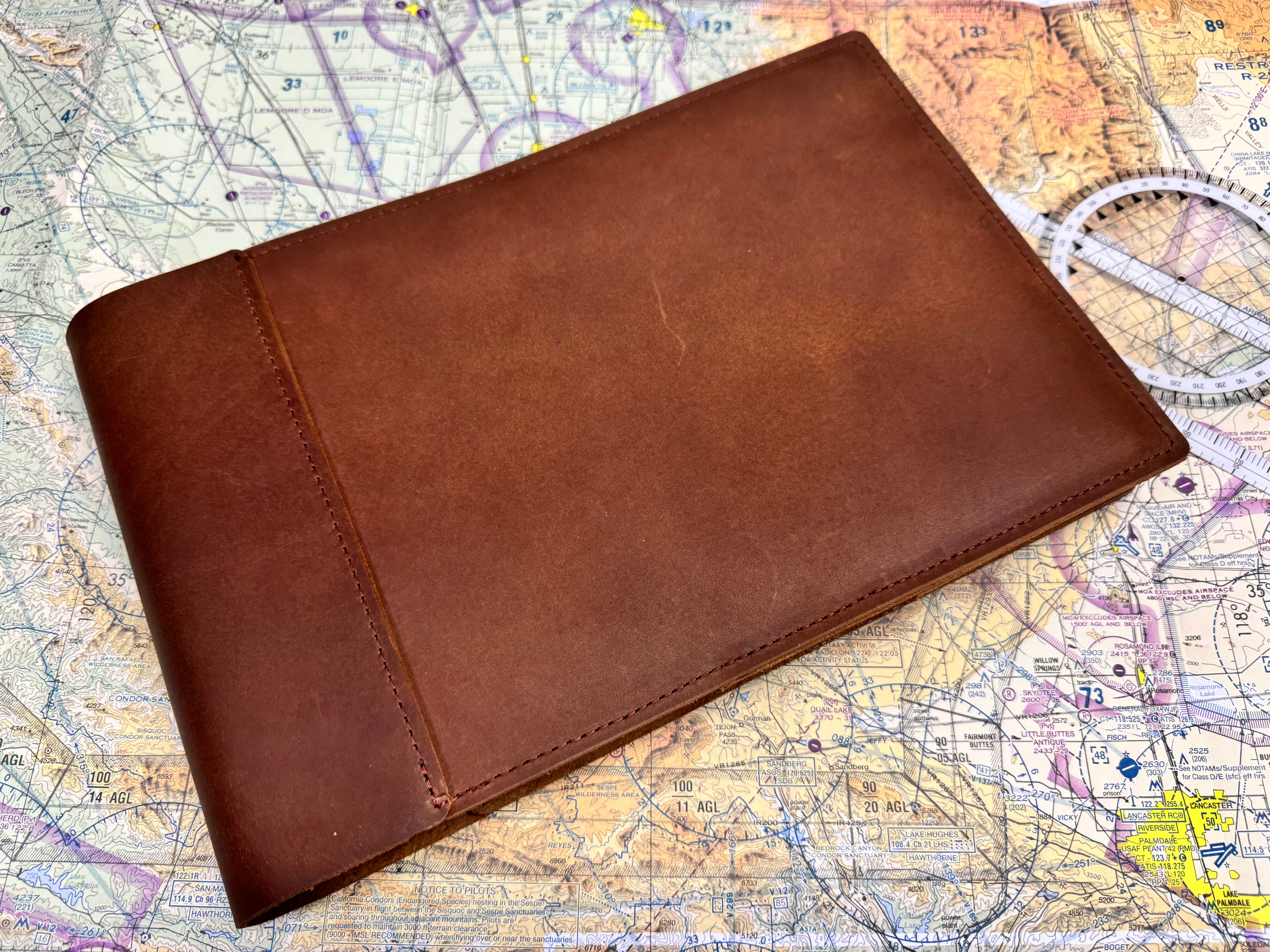 Large Pilot Logbook Cover - Rustic Brown